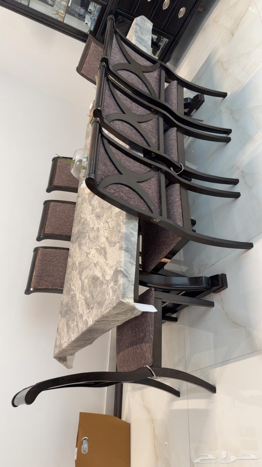 Dining table, chairs, and buffet64428187900674111