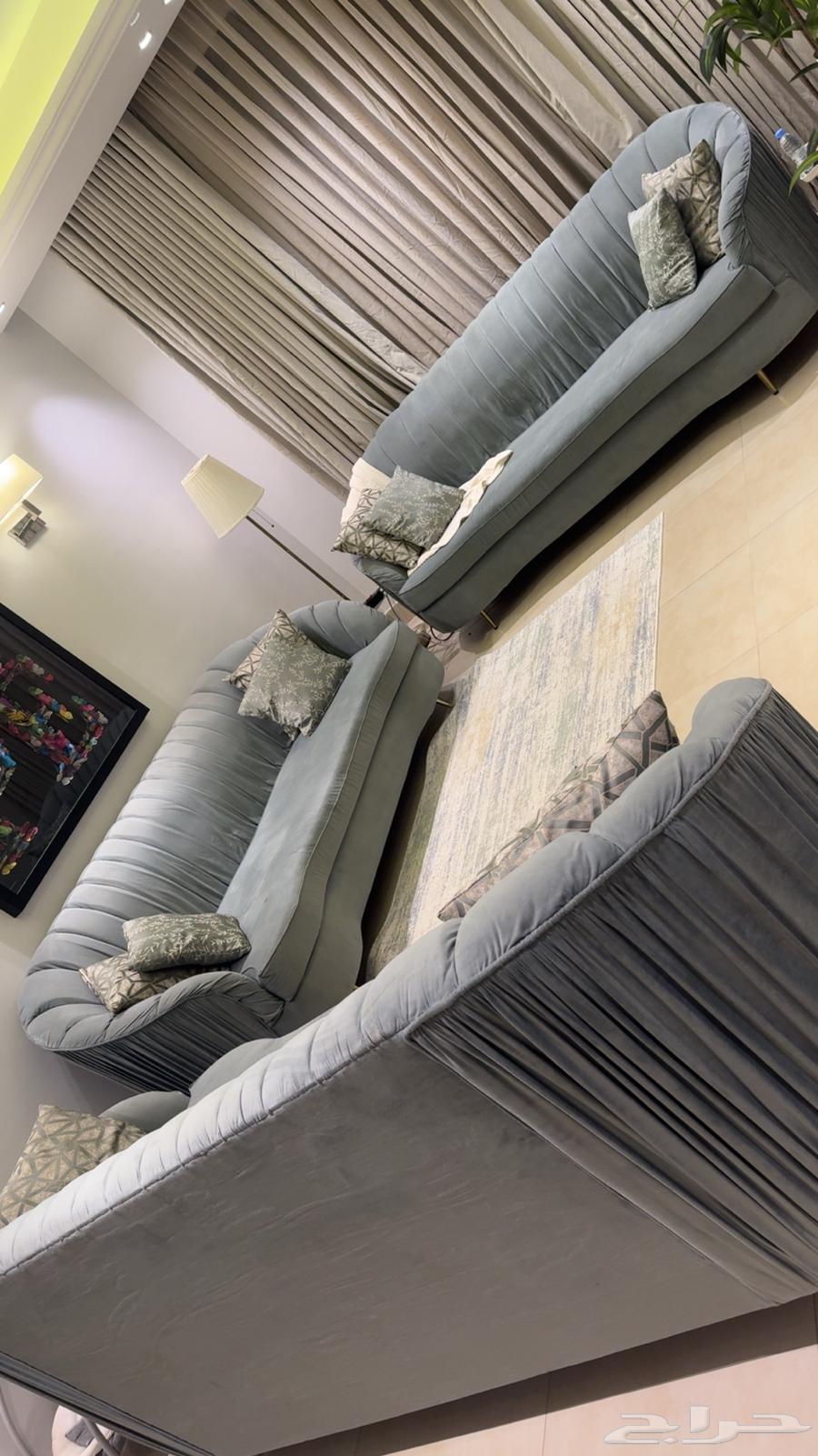 Luxurious velvet sofa set, 3 pieces, lightly used64428684774529111