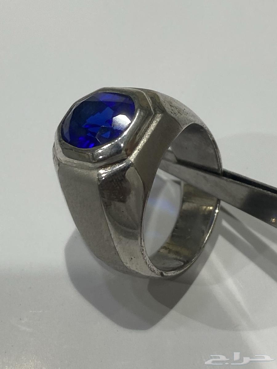 خاتم فضة إيطالي راقي عيار 925 بفص ياقوت ازرق64430670730114113