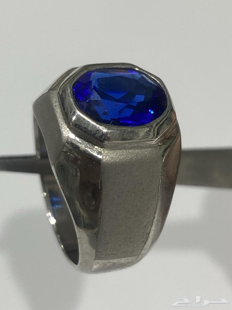 خاتم فضة إيطالي راقي عيار 925 بفص ياقوت ازرق64430670730114114