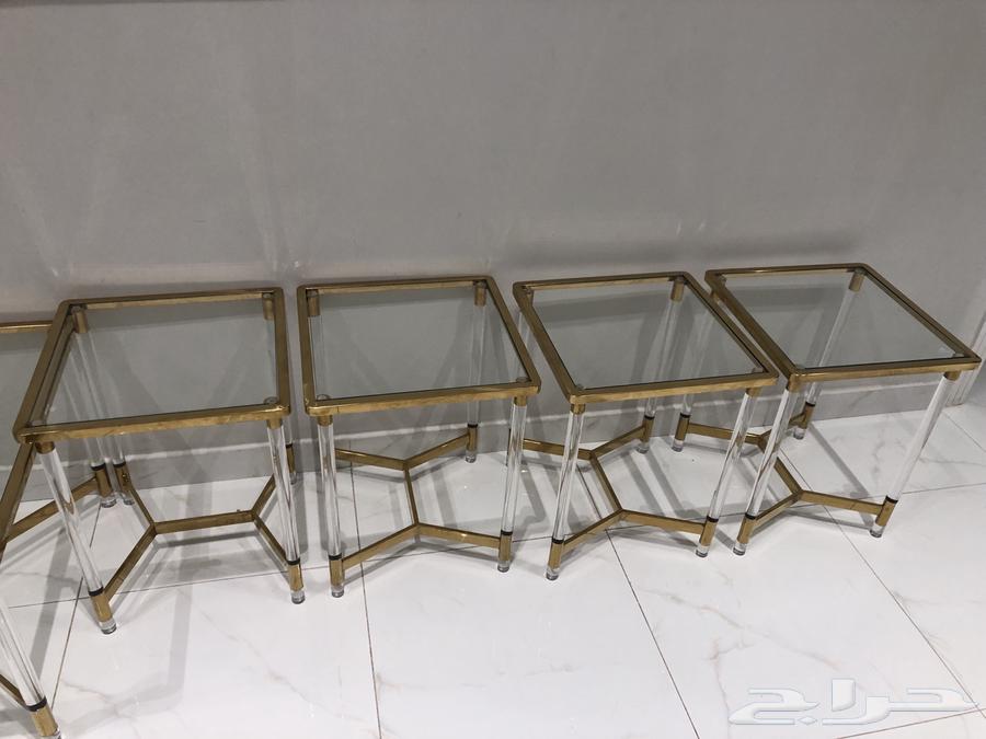 طقم طاولات زجاج و استيل ذهبي64432046950145110