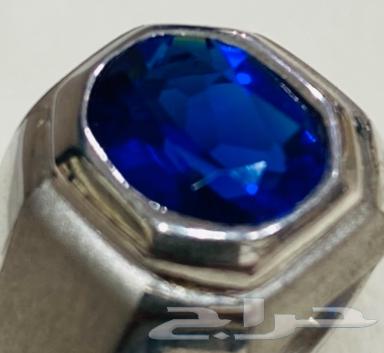 خاتم فضة إيطالي راقي عيار 925 بفص ياقوت ازرق64430670730114112
