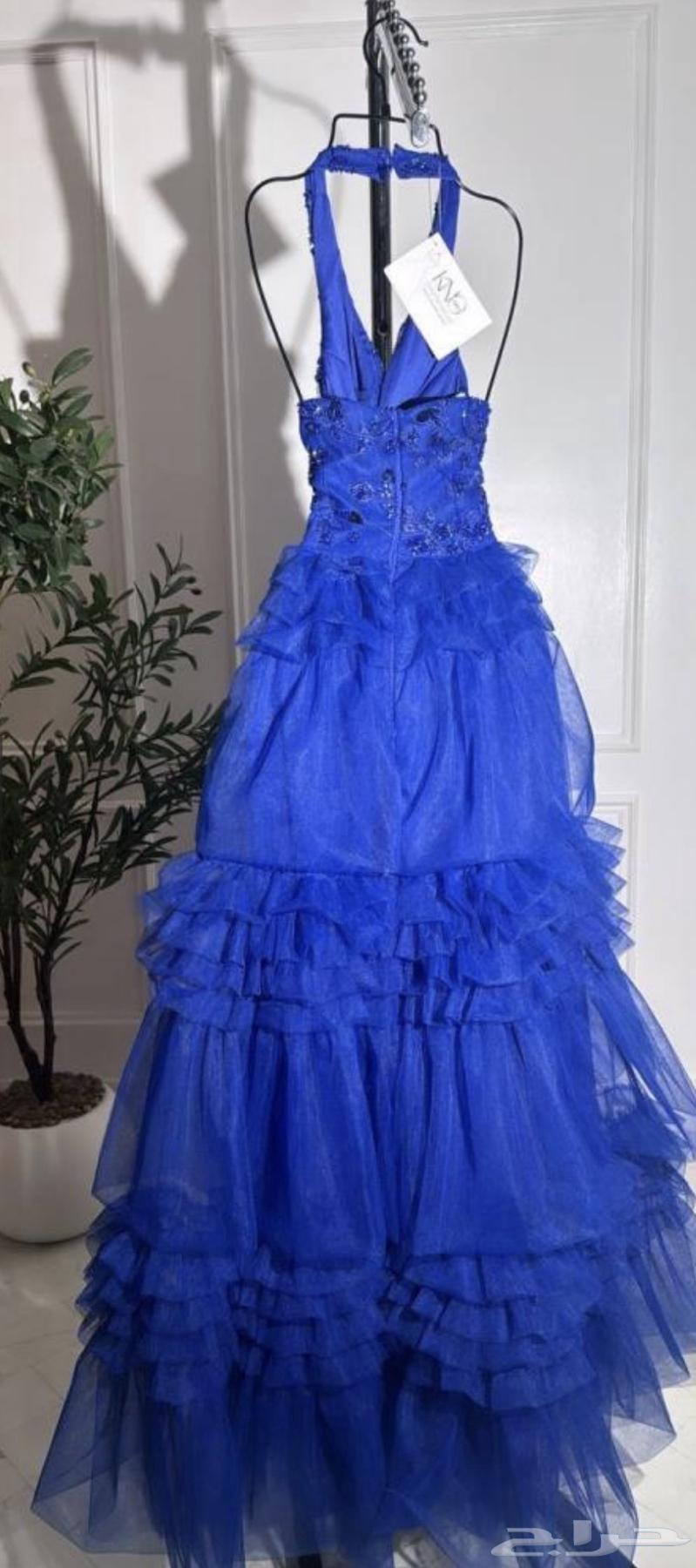 فستان سهرة نيلي تايواني مكرمش للمناسبات64427344069761111