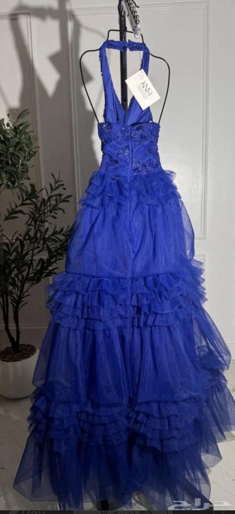 فستان سهرة نيلي تايواني مكرمش للمناسبات64427344069761110