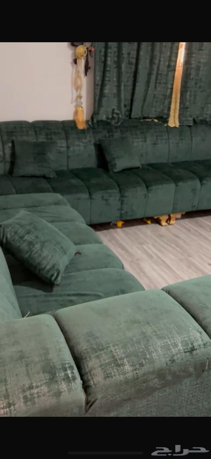 كنب جديد اخضر 4 4 فصلته 2800 قابله لتفاوض في السعر64433013038467110