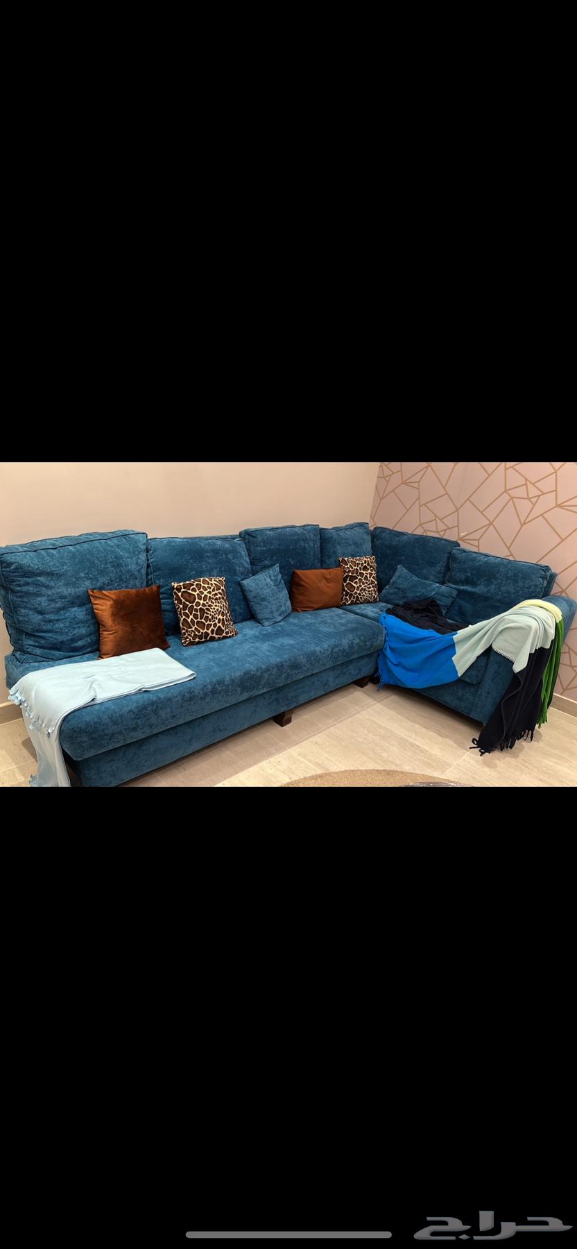 كنب زاوية ازرق فيروزي نظيف جدا64429695172609110