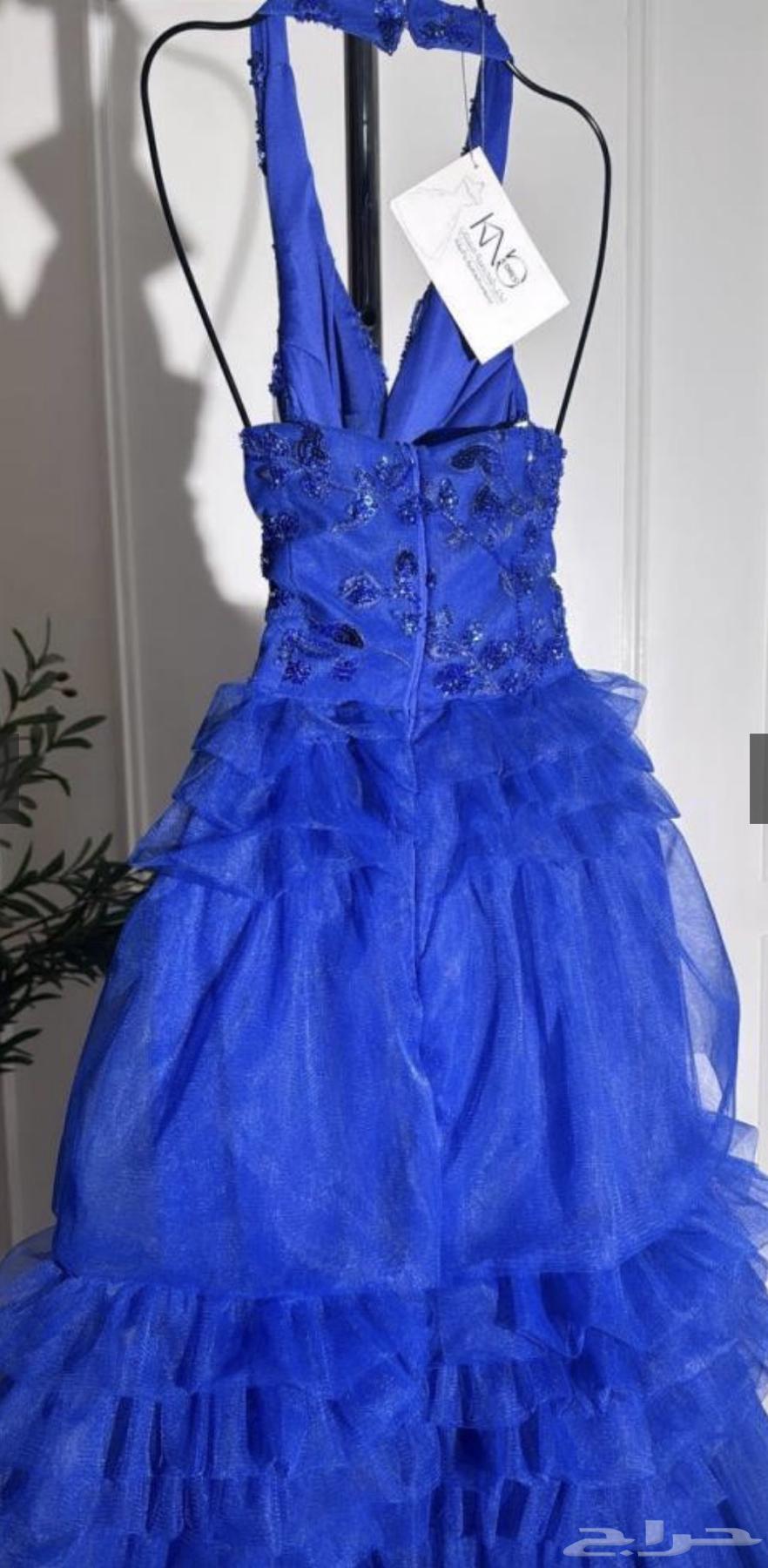 فستان سهرة نيلي تايواني مكرمش للمناسبات64427344069761112