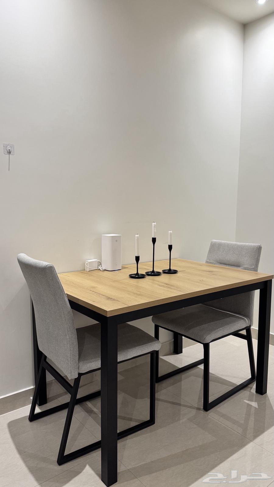 طاولة طعام خشب طبيعي مع 2 كرسي رمادي64439226249089113