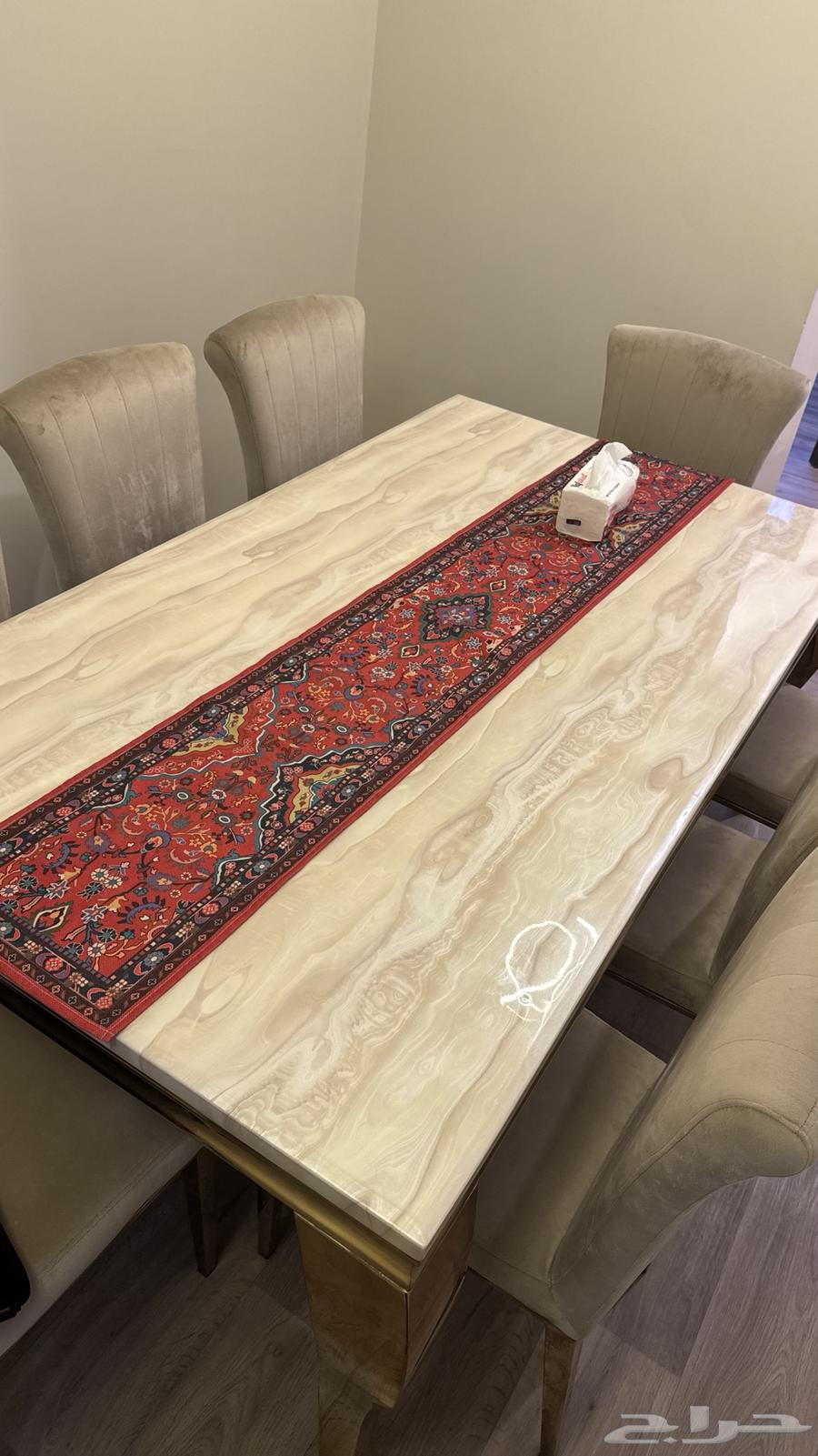 Marble dining table with 8 chairs, flawless, 1900 SAR64435795711746110