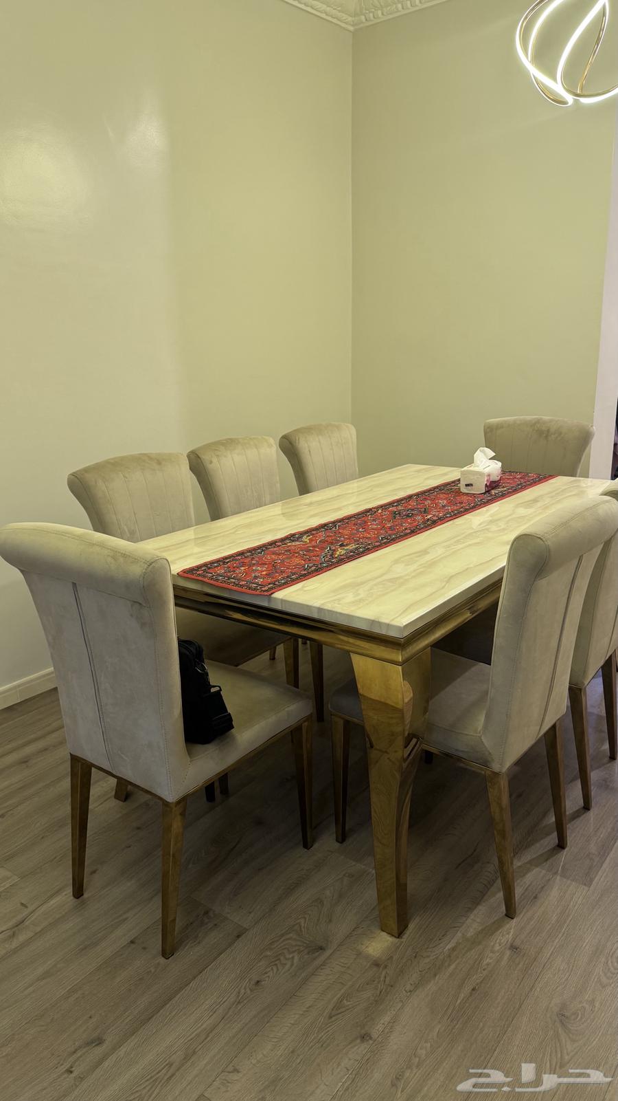 Marble dining table with 8 chairs, flawless, 1900 SAR64435795711746112