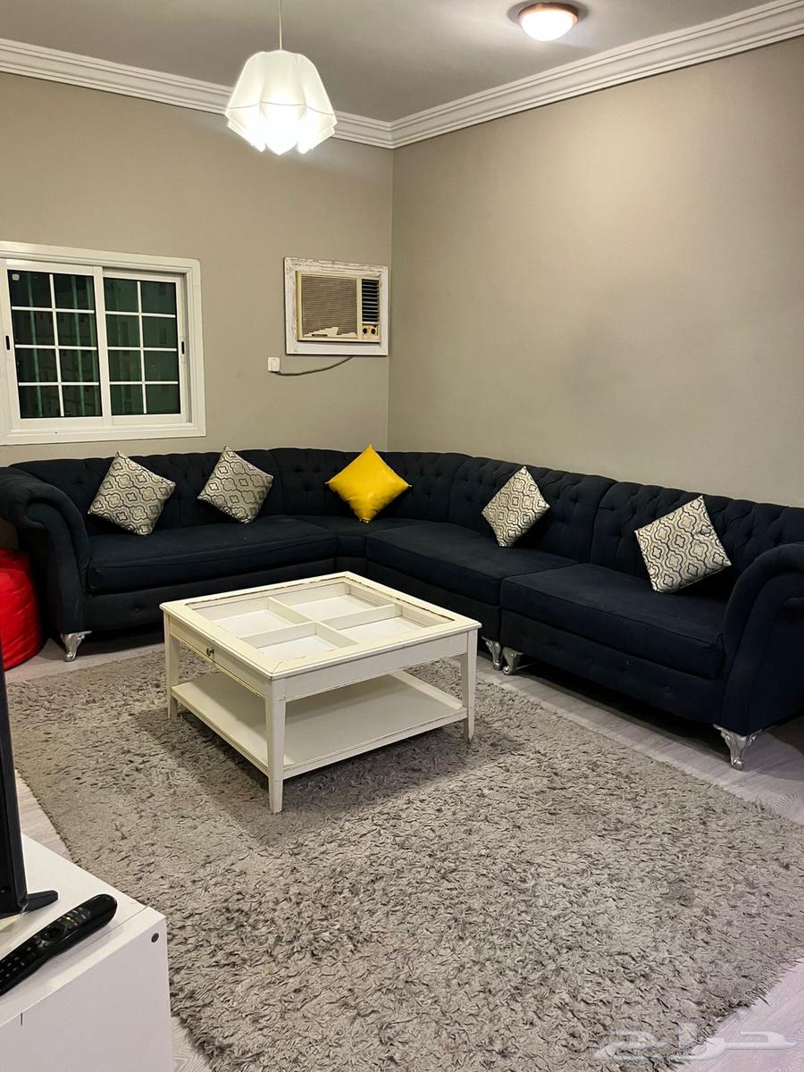 L-shaped sofa with center table and cushions 500 SAR64436803204481113