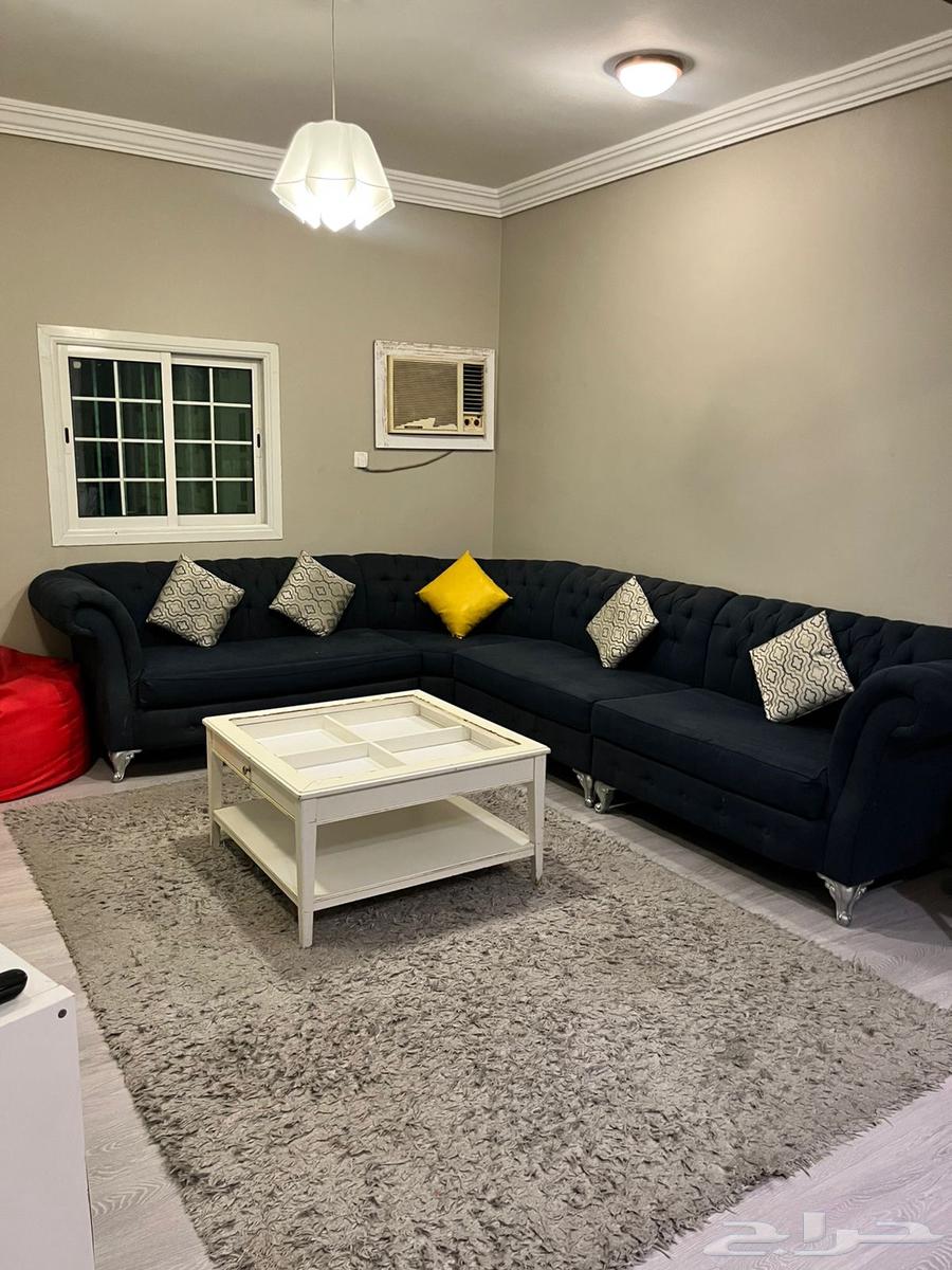 L-shaped sofa with center table and cushions 500 SAR64436803204481112