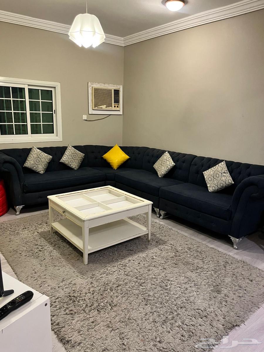 L-shaped sofa with center table and cushions 500 SAR64436803204481110