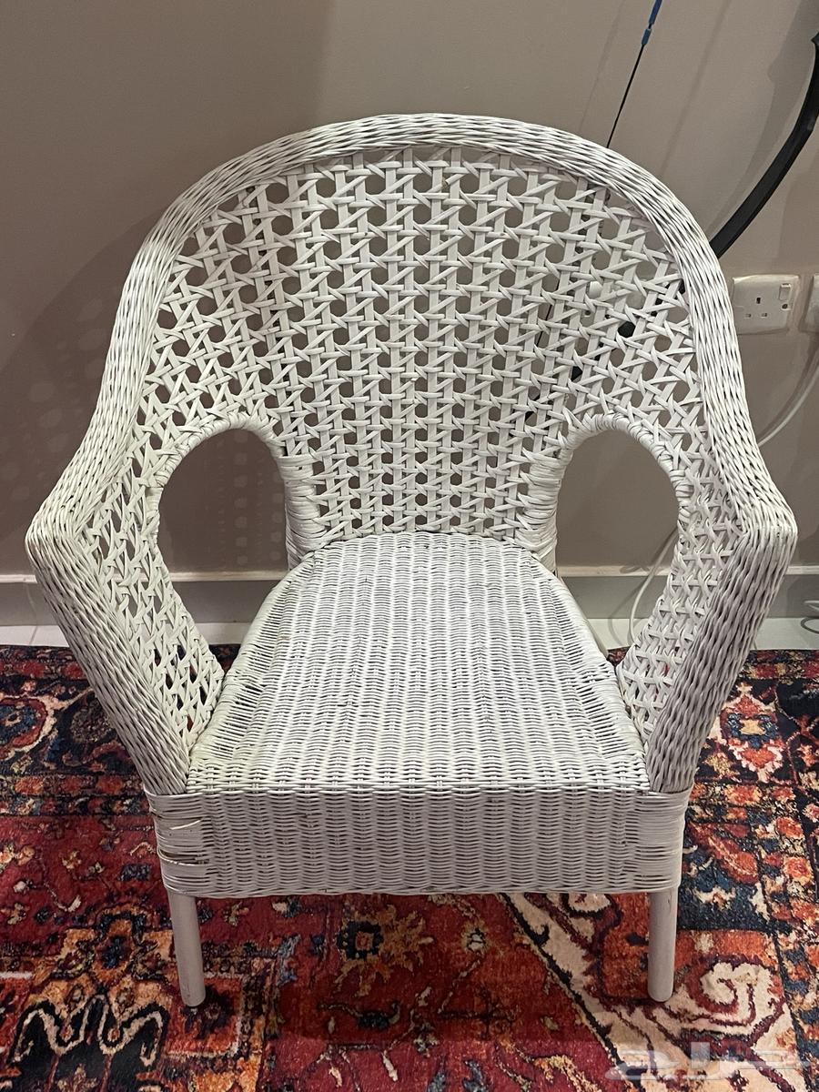 كرسي خيزران (راتان) أبيض أنيق White Rattan Chair64438485146881111