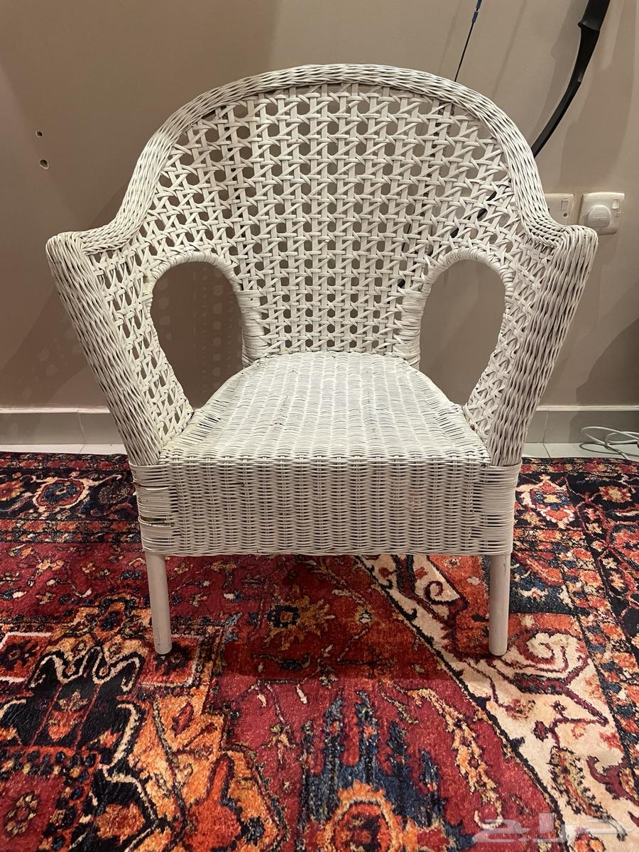 كرسي خيزران (راتان) أبيض أنيق White Rattan Chair64438485146881110