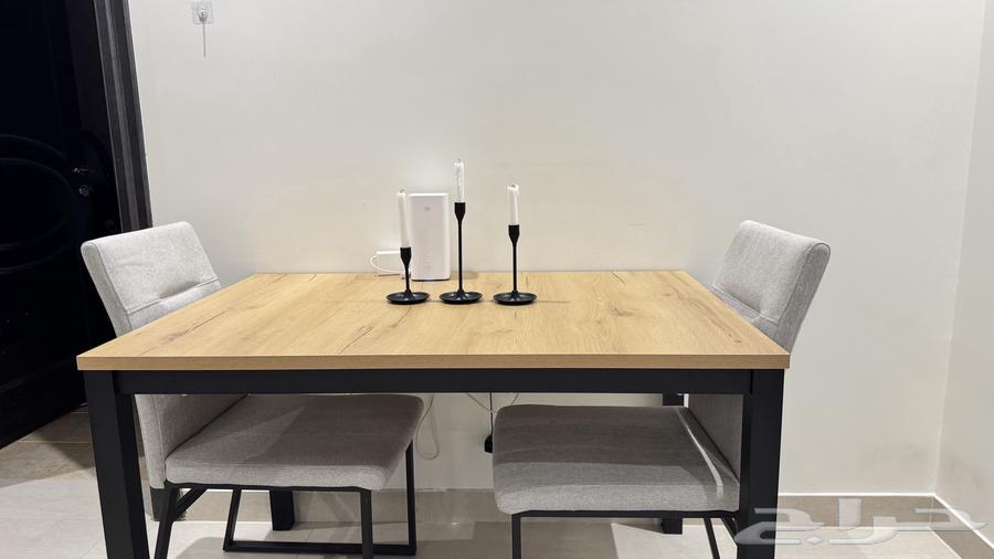 طاولة طعام خشب طبيعي مع 2 كرسي رمادي64439226249089114