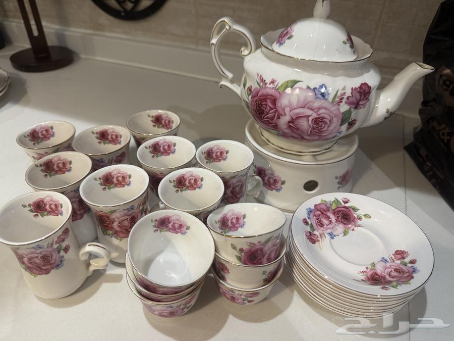 طقم الشاهي وفناجين ابيض64439444700034111