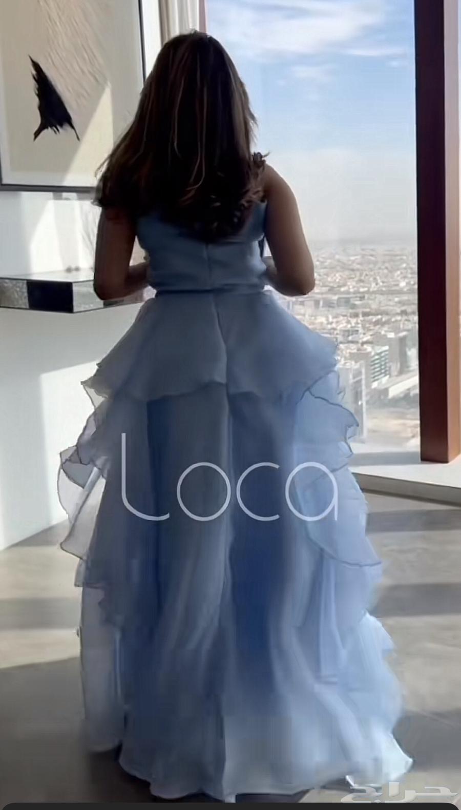 فستان سماوي مستعمل مره وحده مافيه اي قطع64447015792898112