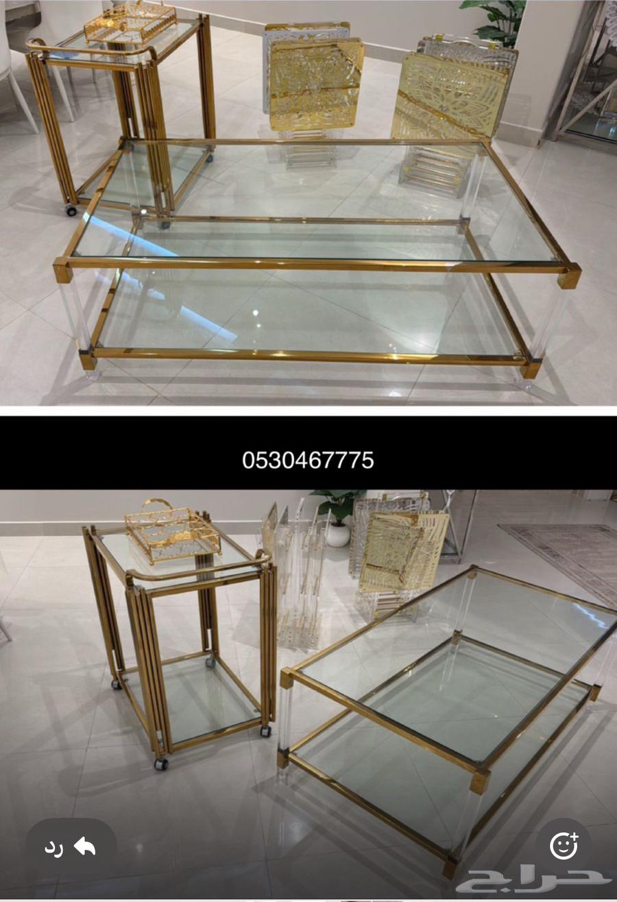 طاوله كبيره مع عربه تقديم و2 طاولات خدمه64443856710275110