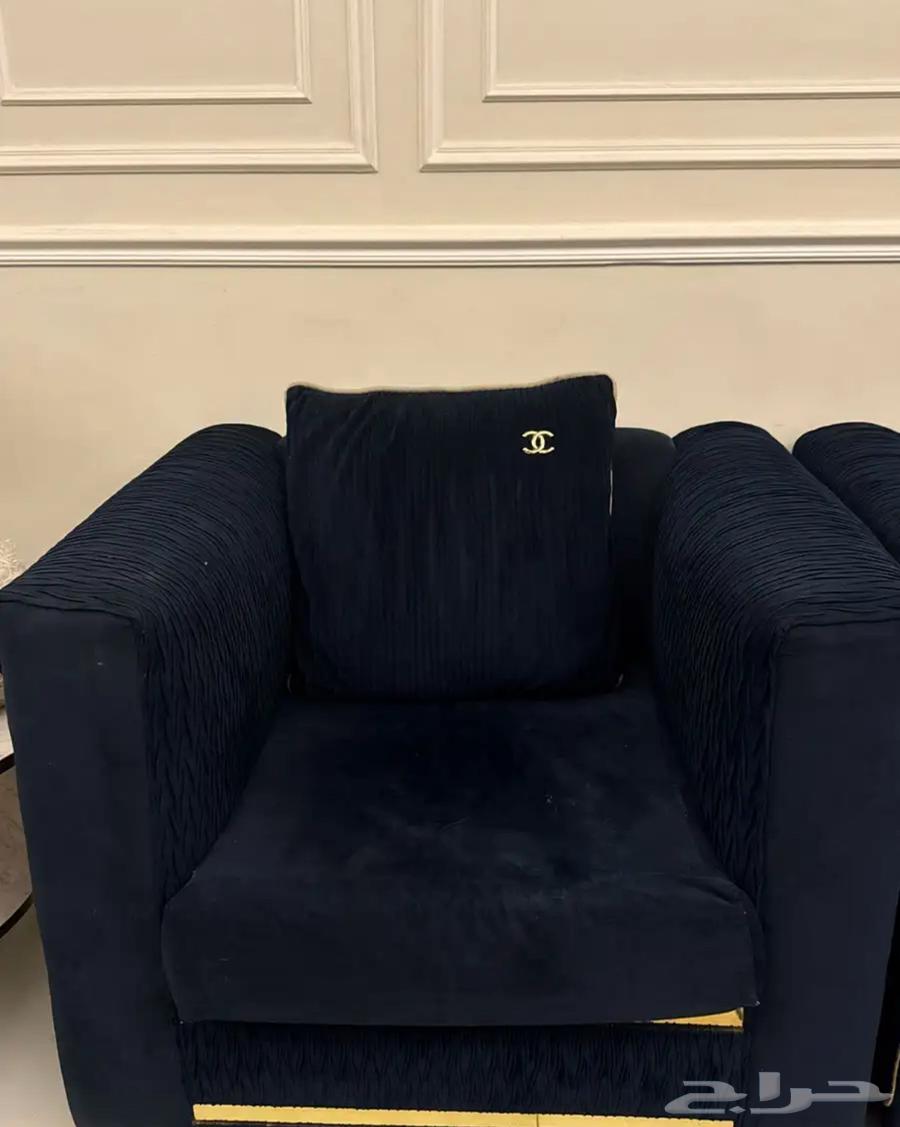 كنب صاله 5 قطع لسى جديد اللون كحلي64479745687681112