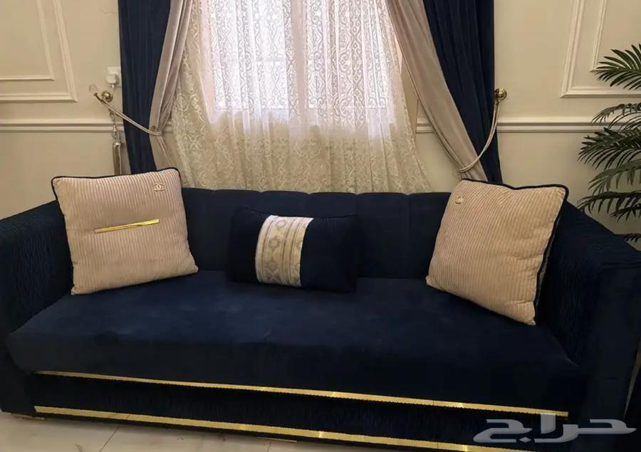 كنب صاله 5 قطع لسى جديد اللون كحلي64479745687681113