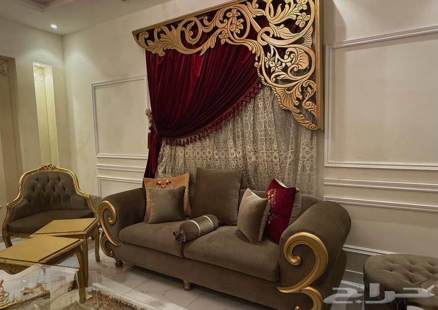 Sofa with curtains set, service tables and dining table for sale64445648600066111