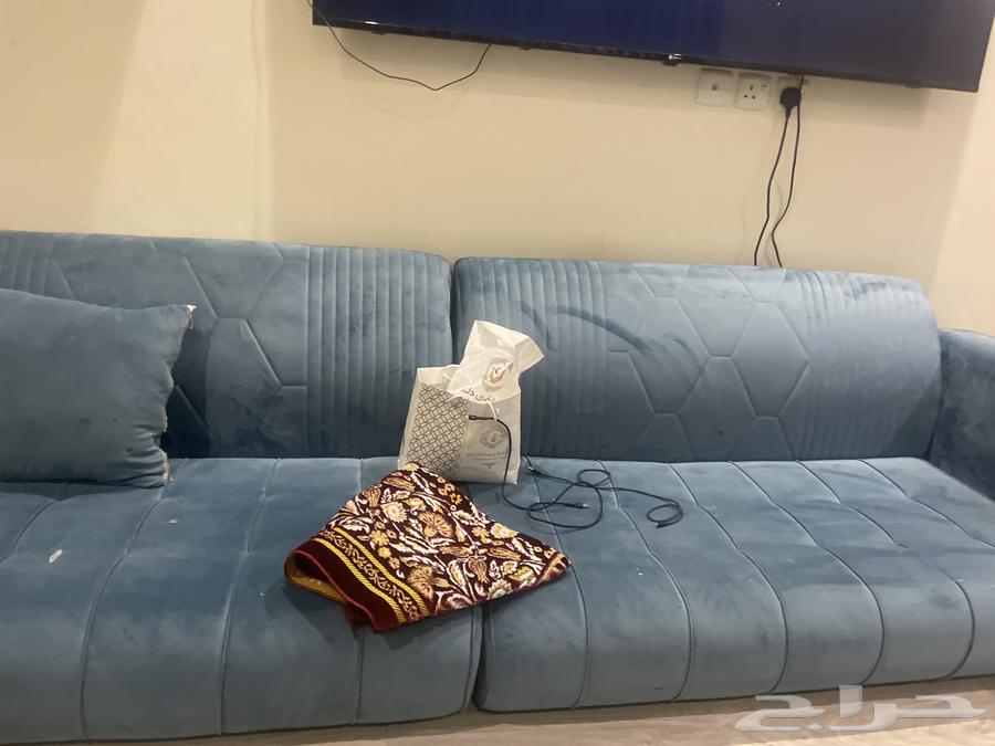 Very wide used blue sofa with a large partition for 300064447521363457110