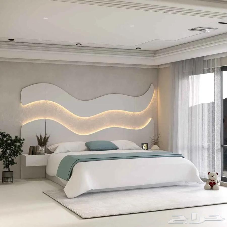 فقط ب1999 ريال سرير بديكور جداري و2 كومدينه64456612740481112