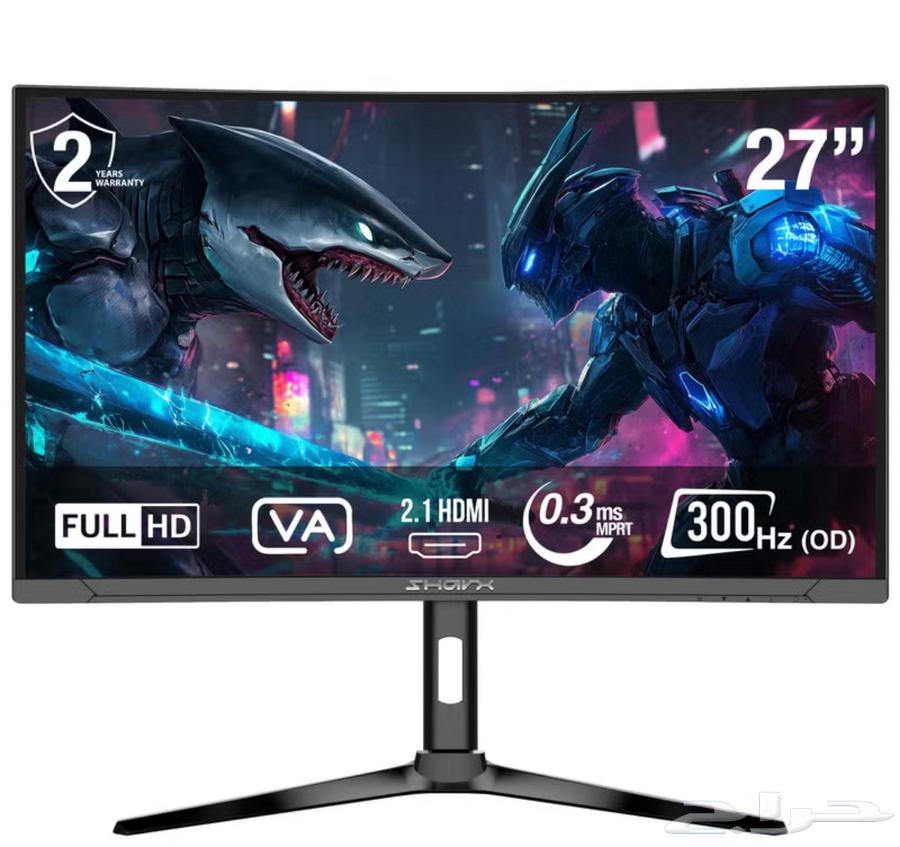 شاشه قيمنق 27 بوصه1920x1080 FHD منحنيه VA معدل تحديث300هرتز64453448329345111