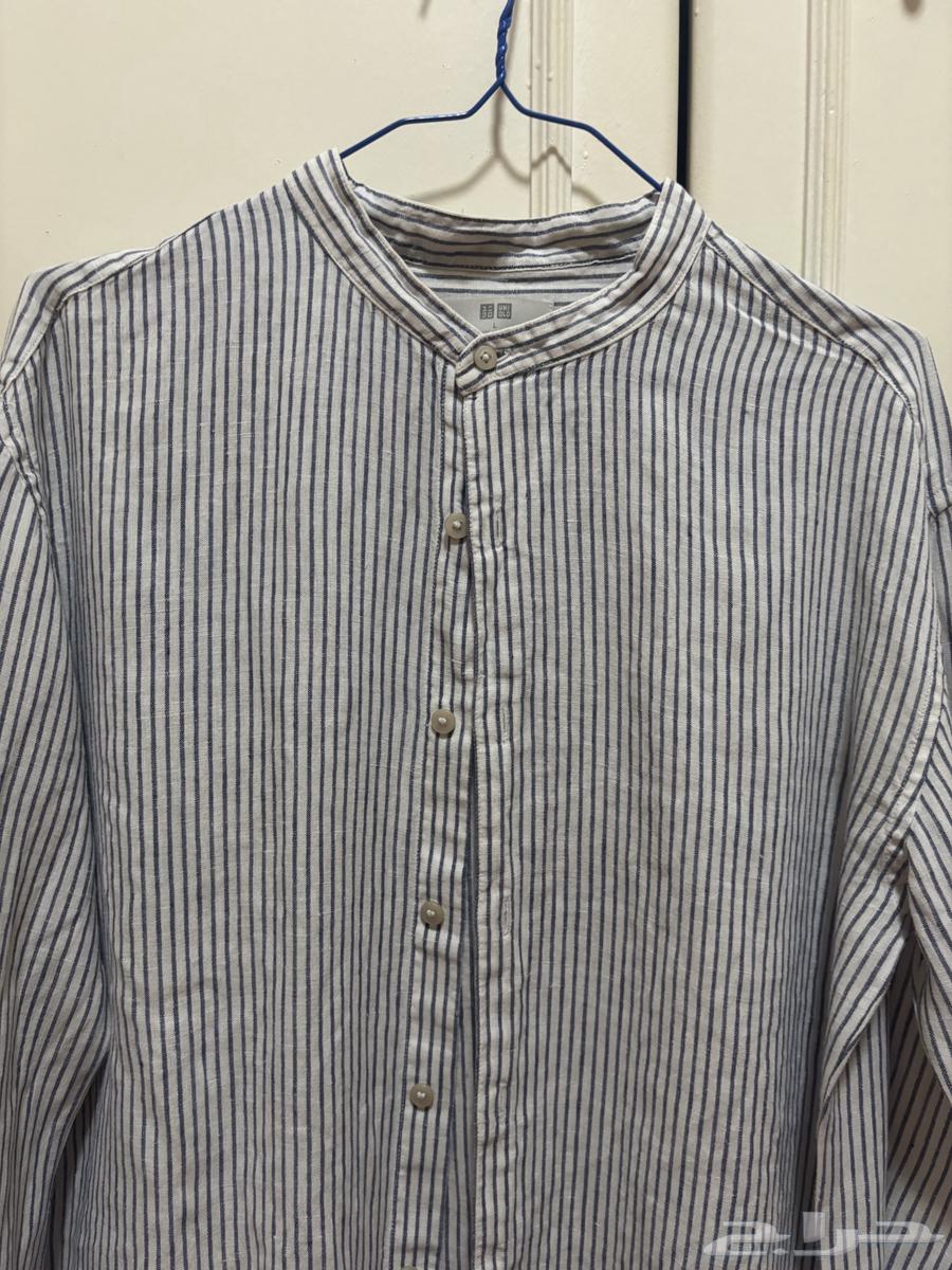 قميص يونيكلو بأكمام طويلة وبنمط الأشرطة64451405975810111