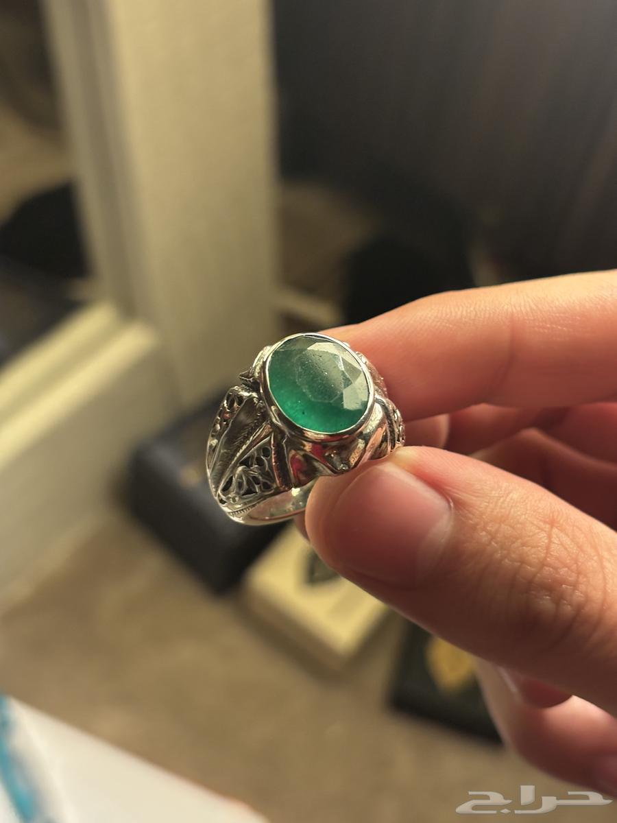 خاتم رجالي زمرد هندي صياغة منشار حجازي64450299037059110