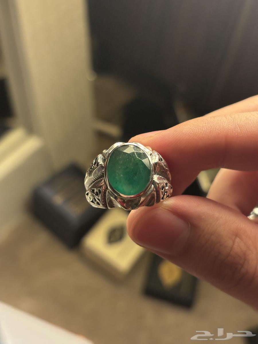 خاتم رجالي زمرد هندي صياغة منشار حجازي64450299037059111