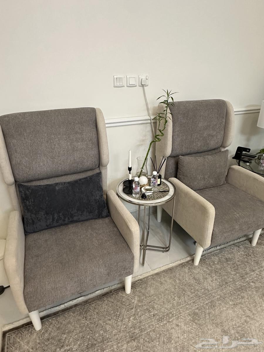 Sofa set, gas oven, floor seating with backrests and curtains64456227090819110