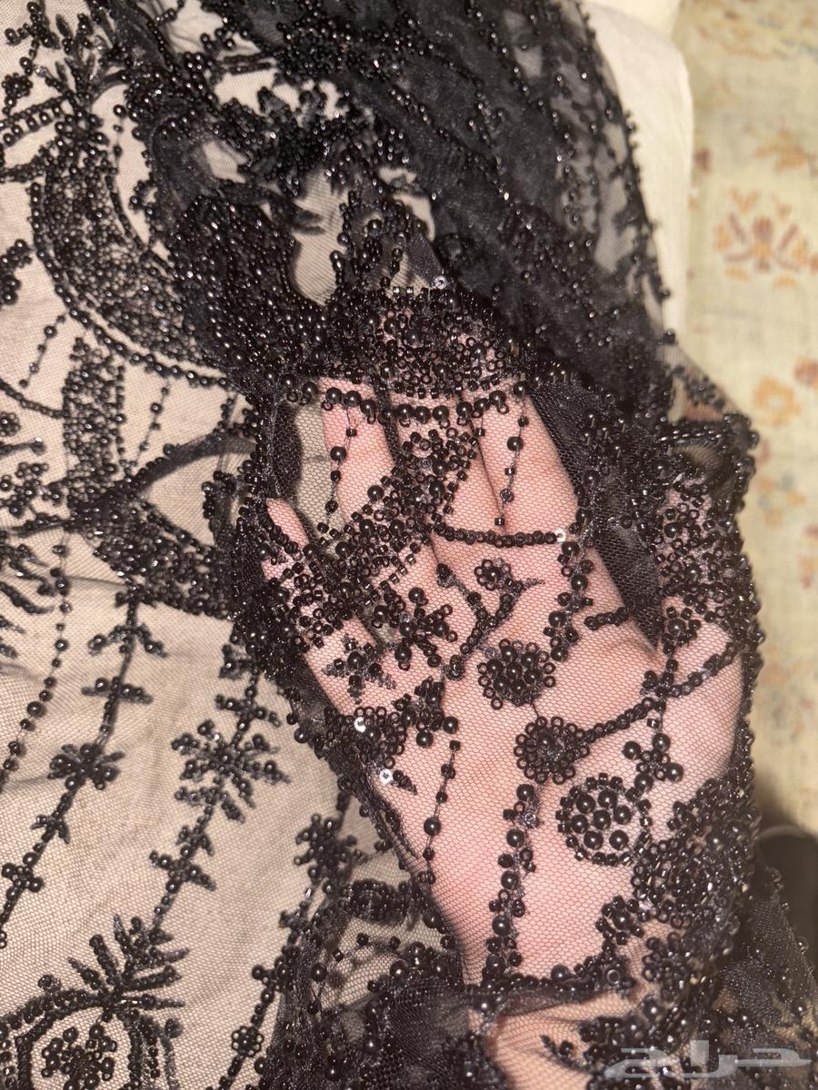 Black sequined and beaded fabric. 3 meters64452752880259111