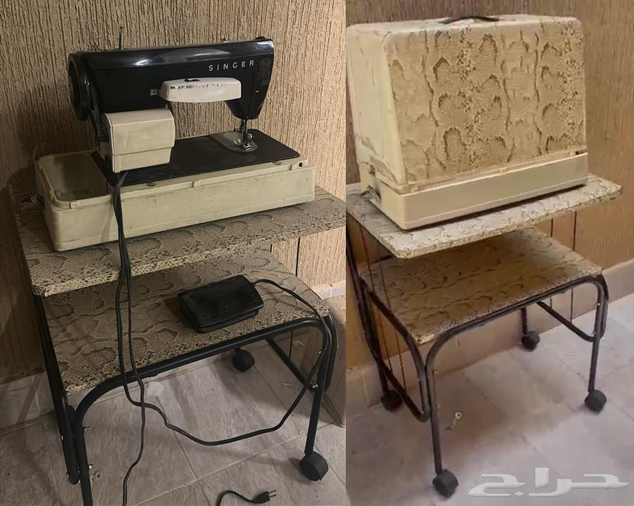 مكينة خياطة سنجر مع غطاها وطاولتها على السوم الرياض64451916523394110