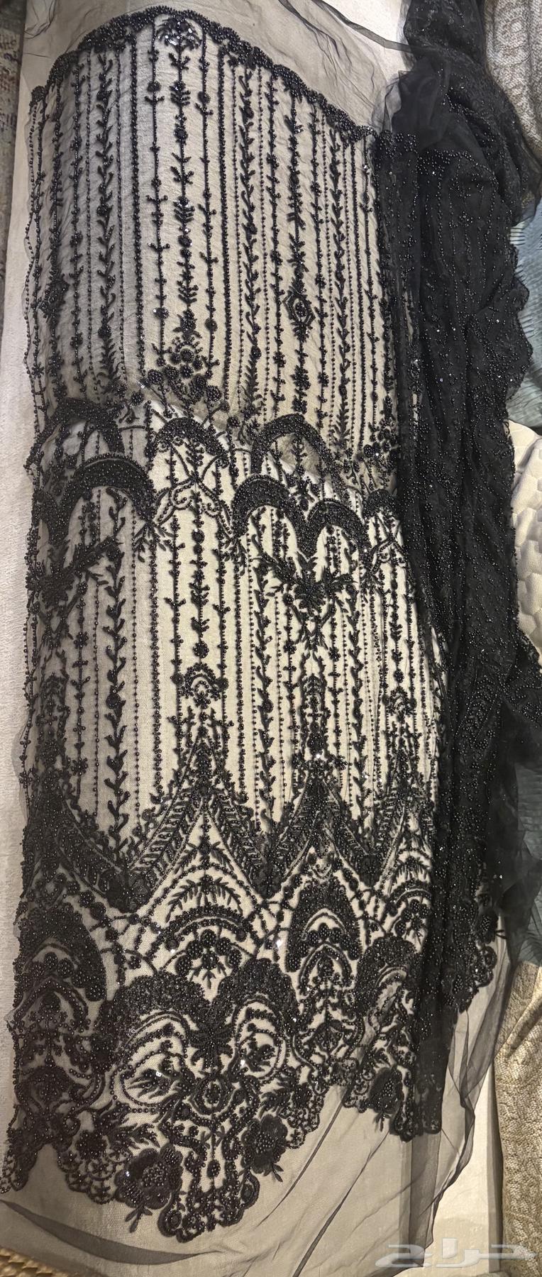 Black sequined and beaded fabric. 3 meters64452752880259110