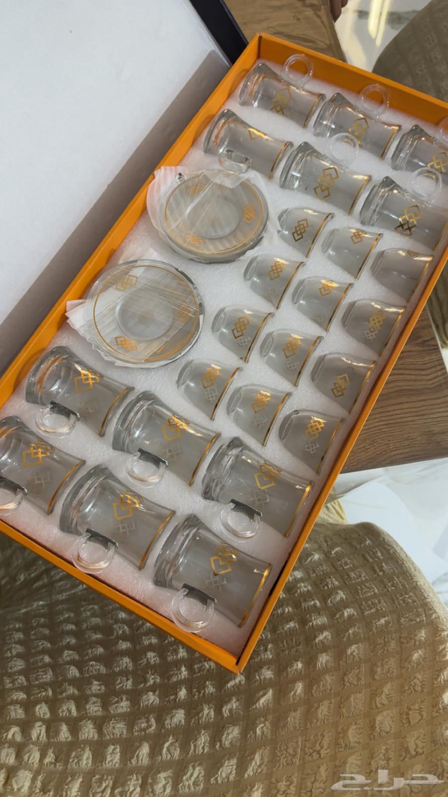 طقم فناجيل شاهي وقهوة جديده لم تلمس بقرطيسها64459883670787110