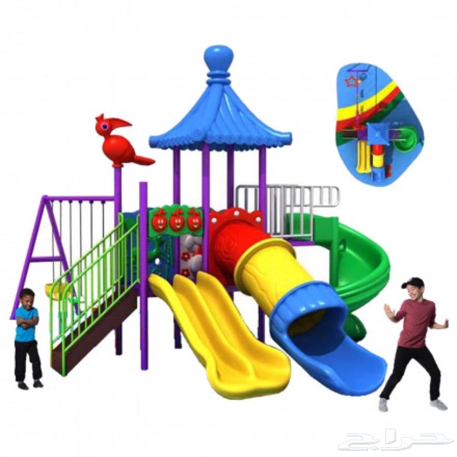 Outdoor Plastic Playground Set with Slides and 3-Person Swing64457641463809110