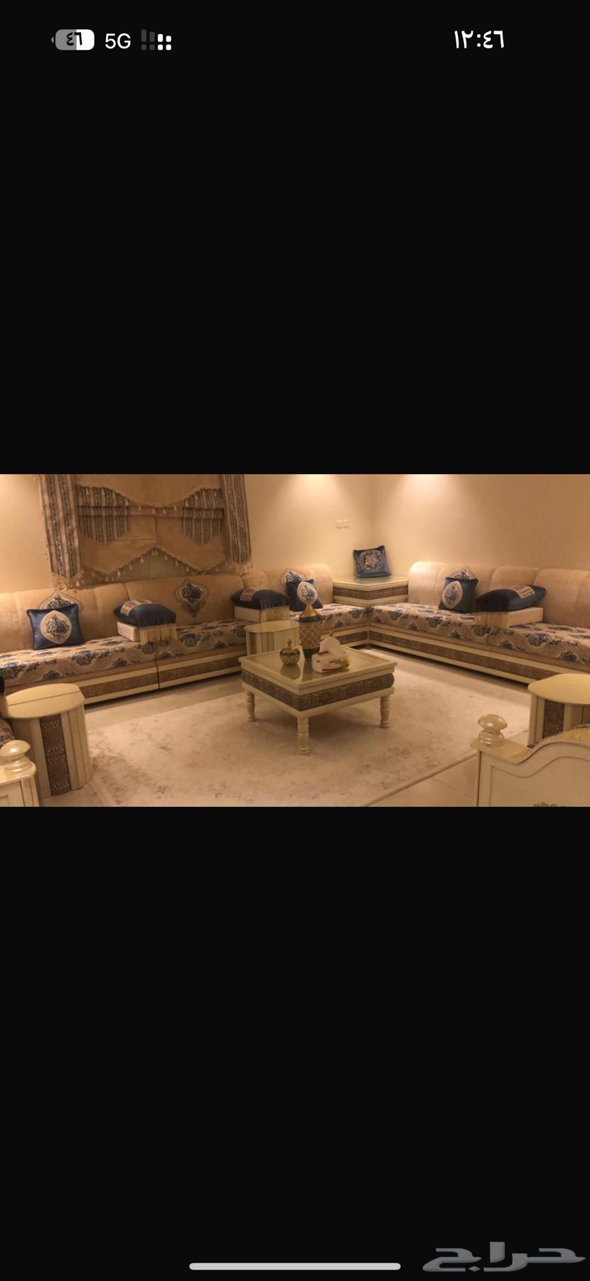 Sofa for sale with tables and curtain64459744778369110