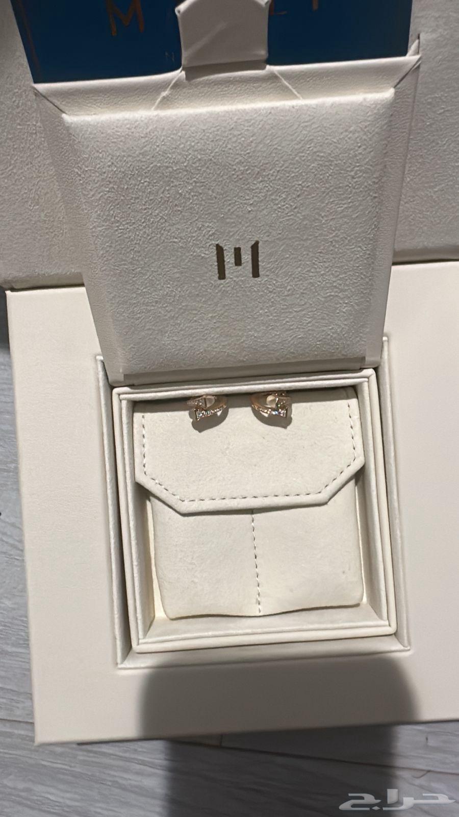 Marly Gold and Diamond (Moonstone) Earrings, Original and New with Accessories..64458423867010110