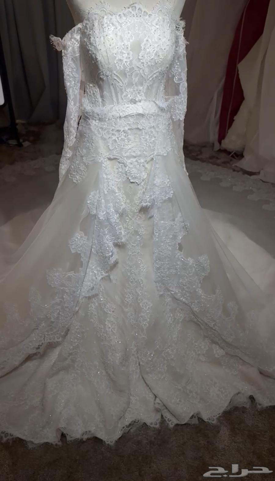فستان زواج تفصيل خاص دانتيل فرنسي مطرز 202564466767211010111