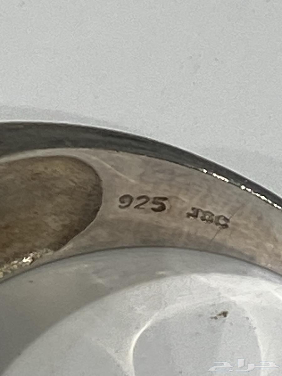 خاتم فضه إيطالي راقي عيار 925 مرصع بزركون اسود قص ألماس64470814170369114