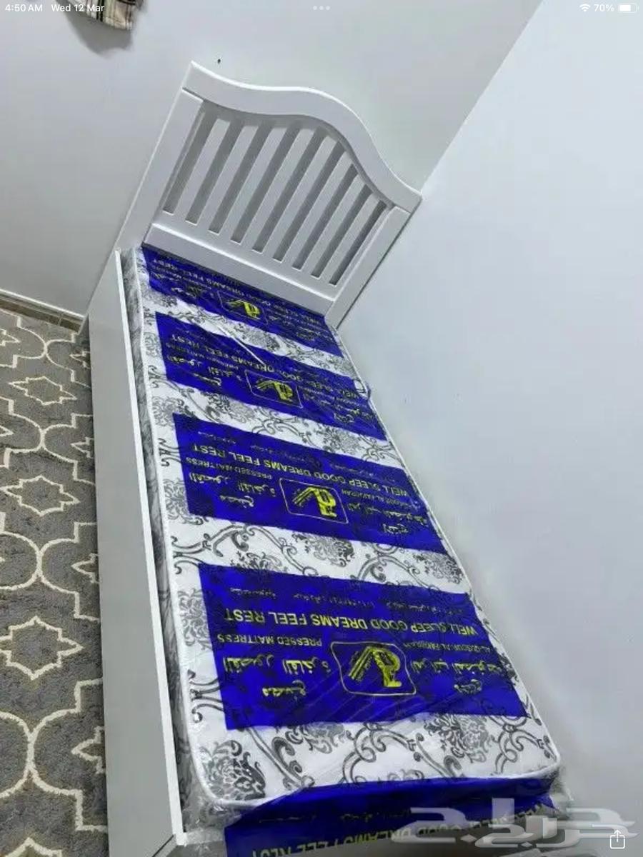 سرير خشب نفر أبيض جديده64468106553089112