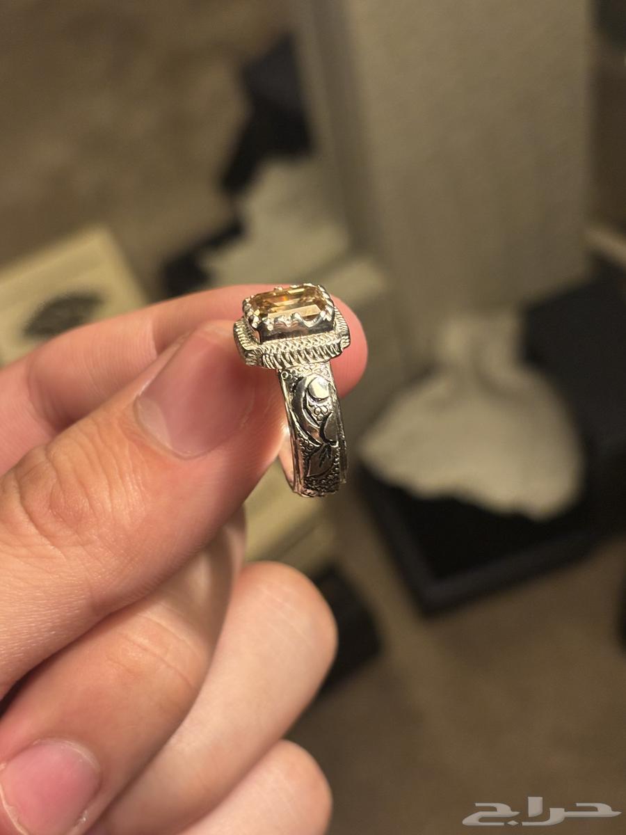 Yellow Mozanaite Ring with Engraved Script Design64466460311171113