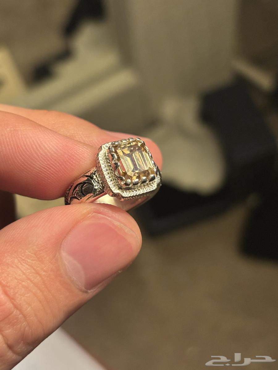 Yellow Mozanaite Ring with Engraved Script Design64466460311171112