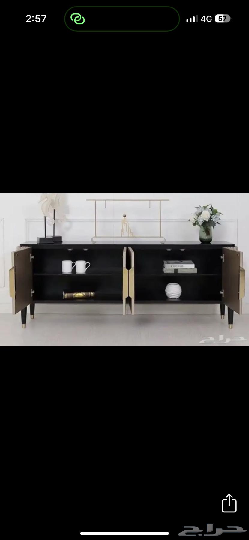 كونسول طاولة أنيقة دولاب تخزين بحالة ممتازة ذهبي مطفي وأسود64467844268546111