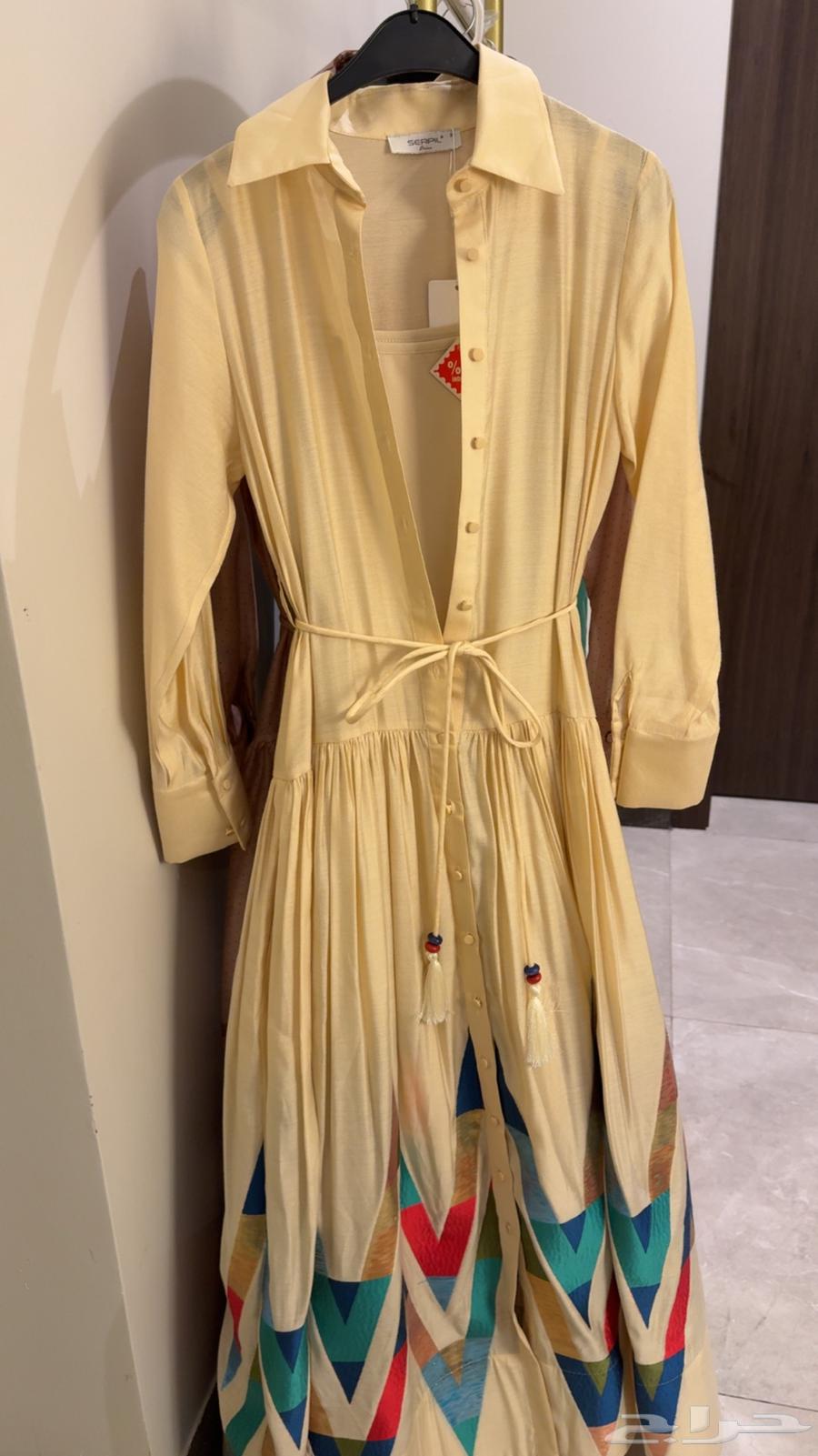 فستان بحزام  خامة تركية جديد لم يلبس64472475695233111