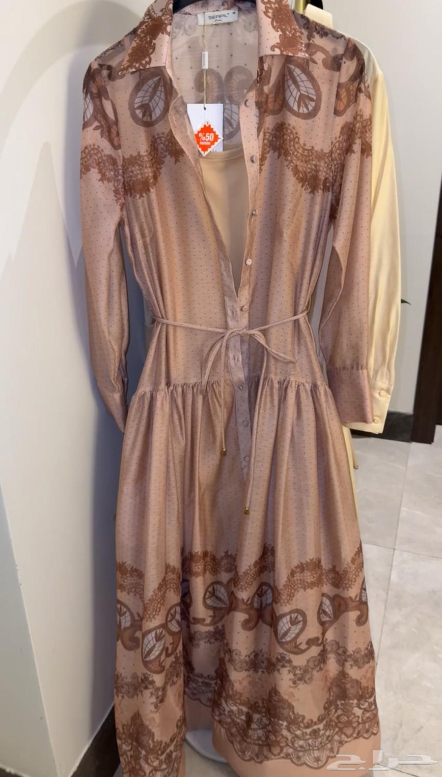 فستان بحزام  خامة تركية جديد لم يلبس64472475695233113