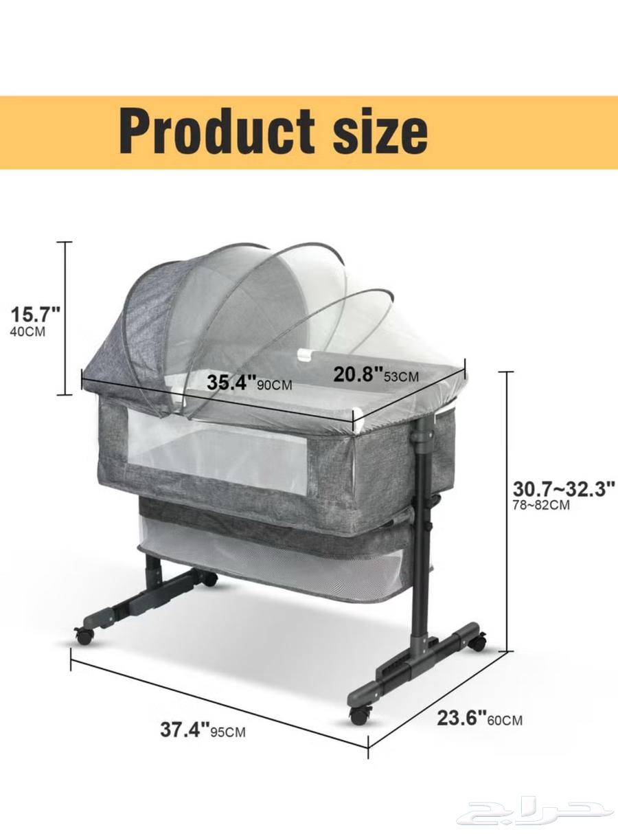 Portable baby bed adjacent to mother's bed, expands to connect with mother's bed, practical and very easy64475932327938112