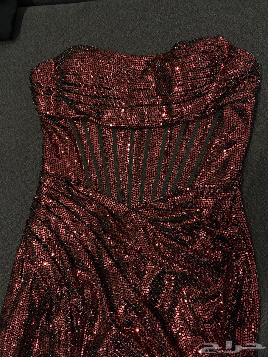 Red long corset evening dress with full red sequins and beads64475102072833110